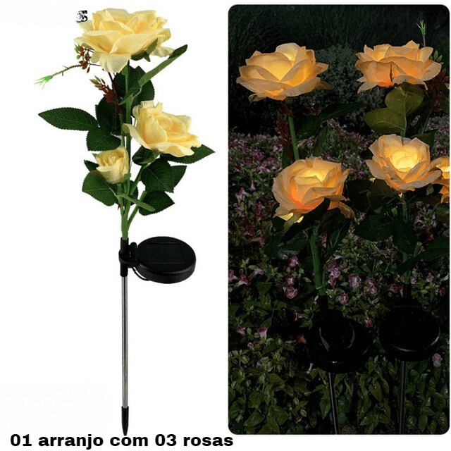 Luminária de Led Solar À Prova D'Água  Rosas