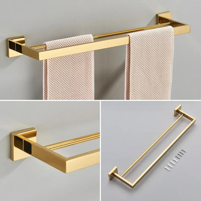 Acessórios Para Banheiro Luxury Gold Brilhante Em Aço Inoxidável
