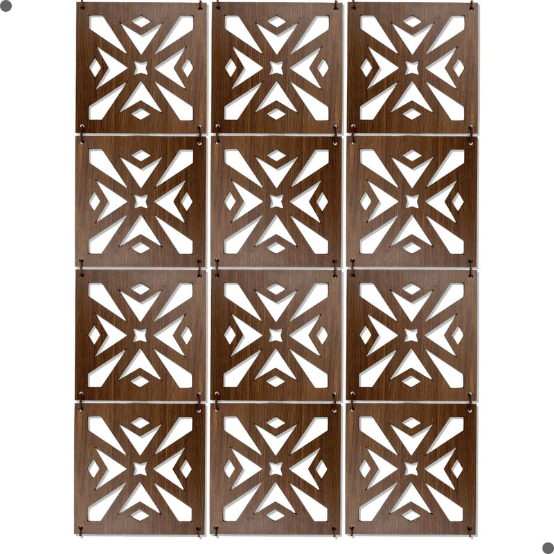Placas Vazadas Decorativas Cobogó Imbuia MDF Kit 20 Unidades