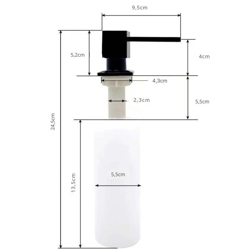 Dispensador de Detergente Dosador de Embutir - Aço Inox