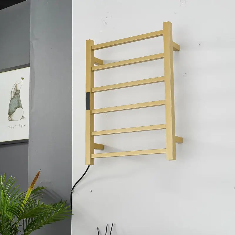 Toalheiro Térmico Smart Elegance Aço Inoxidável Display Digital WiFi Fiação Oculta/Exposta Dourado
